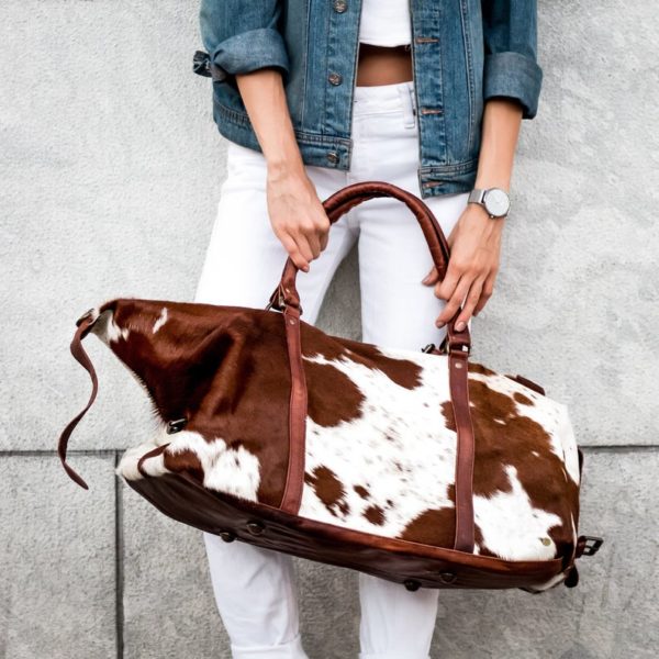 Grand sac en cuir Cowhide Duffle - Boutique Etsy MAHI Leather