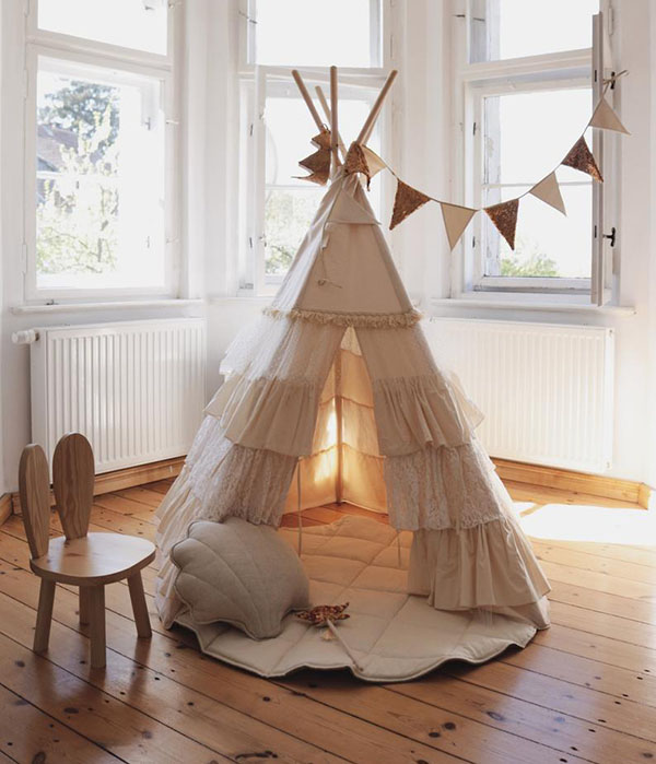 Tente tipi avec pompons "Shabby chic" - Boutique Etsy Moi Mili