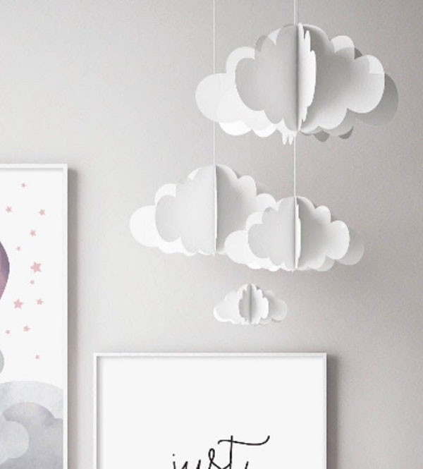 Décoration "nuages" en papier 3D - Boutique Etsy The Fox and Alice