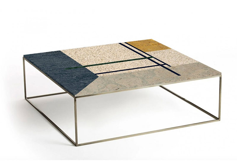 Table de style Art Déco, en marbre et laiton, Collection Mondrian sur MBS Design, nouveau concept-store en ligne