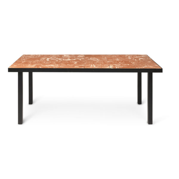 Table avec plateau en carreau de terre cuite, Flod, design : Trine Andersen pour Ferm Living