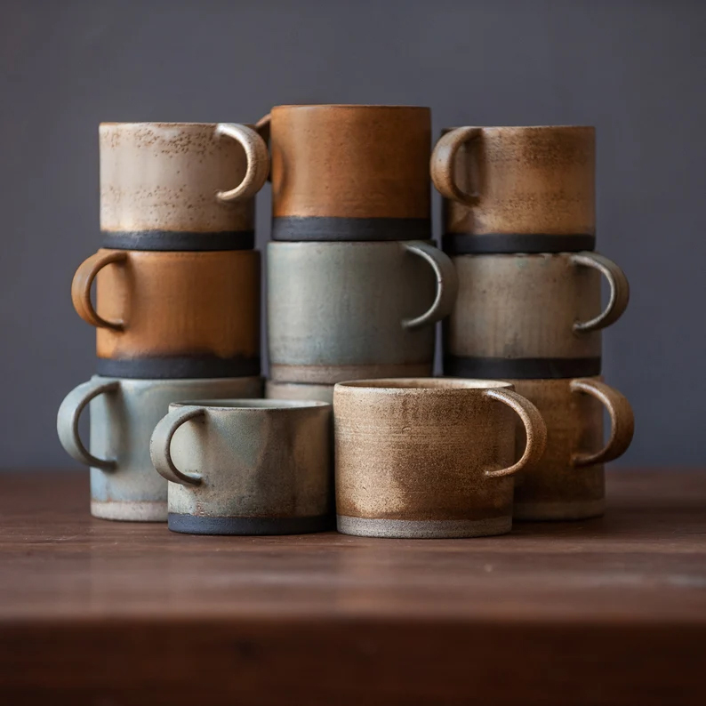 Mugs en céramique pour thé ou café, à commander sur la boutique Etsy BirdmansHome