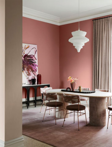 Collection couleurs Dulux - Inspiration Flourish - Association des teintes Geyser de Pohutu + Whangara + Sandly Point Half