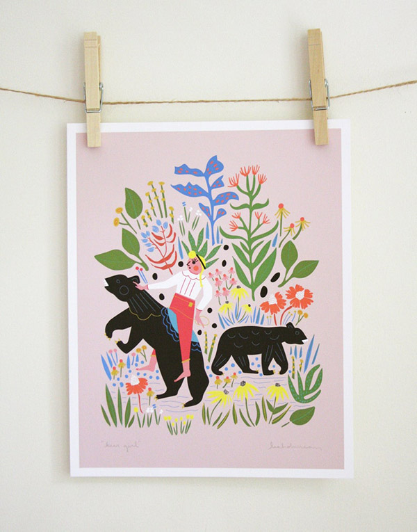 Affiche "Fille de l'ours" - Boutique Etsy Leah Duncan