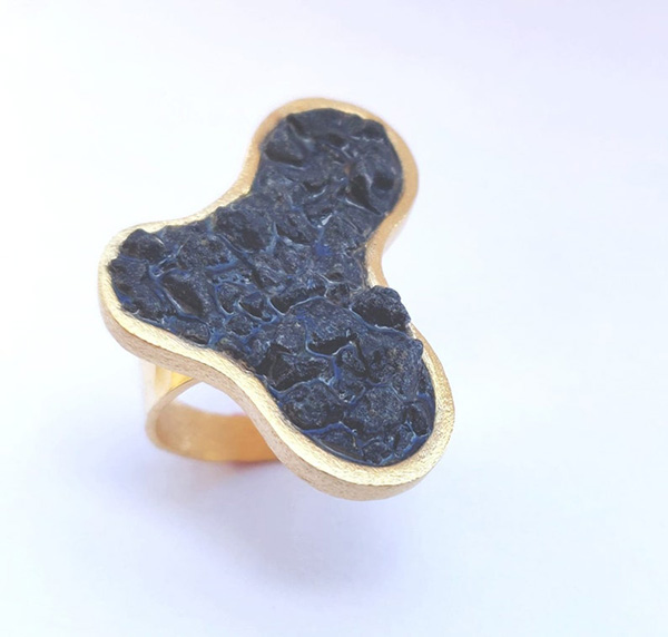 Bague avec pierre noire semi-précieuse - Boutique Etsy Gold and Jewelry