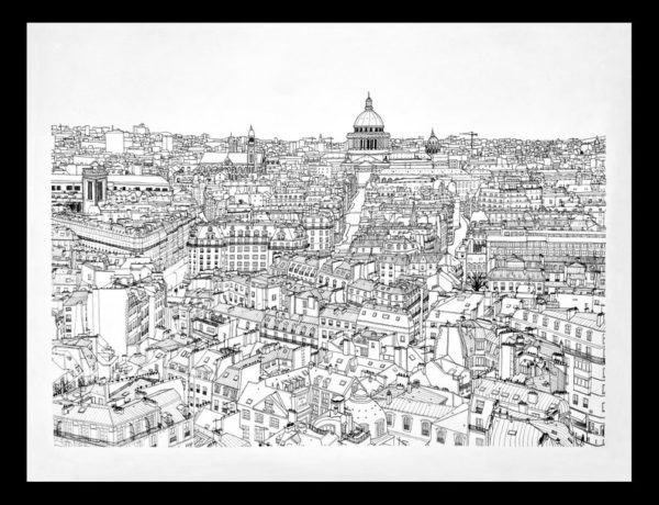 Affiche Paris et le Panthéon vus du ciel -Boutique Etsy Ka Does Stuff
