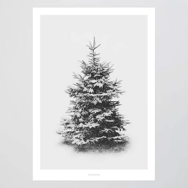 Poster sapin de noël sous la neige - Boutique Etsy - Typealive