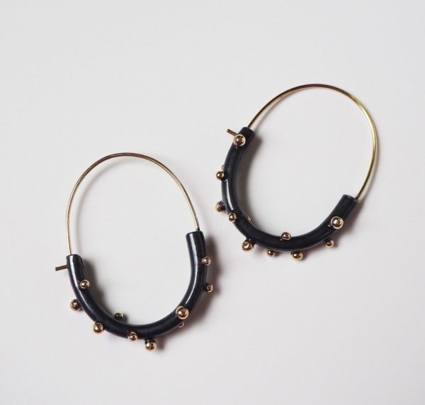 Boucles d'oreilles en or, Oval Hoop - Boutique Etsy Ivavvi Studio
