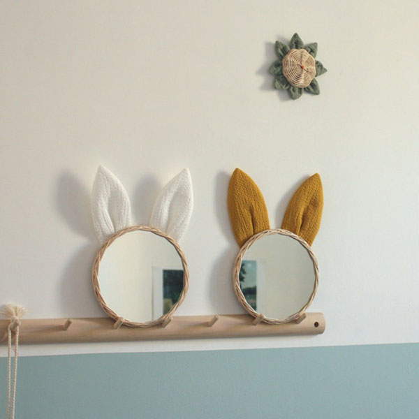 Miroir lapin en rotin - Boutique Etsy Atelier Solelh