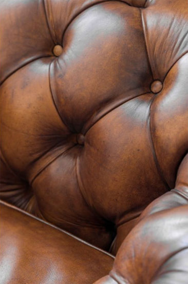 Chesterfield en cuir marron vintage, Saulaie