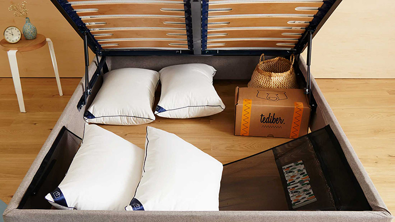 L'incroyable lit coffre Tediber, composé du sommier coffre et de la tête de lit