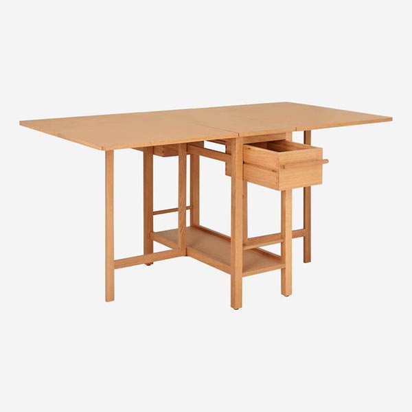 Table rectangulaire rabattable en chêne, idéal pour les petits espaces - Habitat