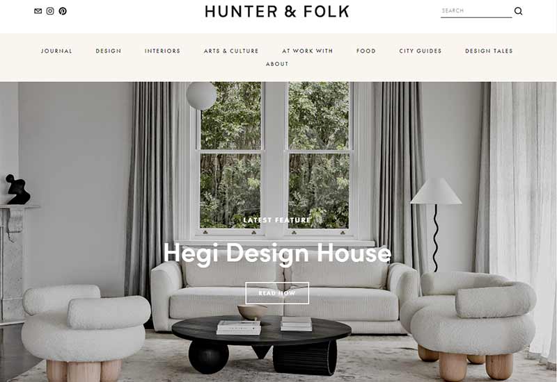 Un blog de design intérieur et design Hunter & Folk
