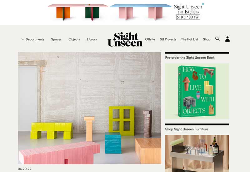 Un blog sur le design hors norme Sight Unseen