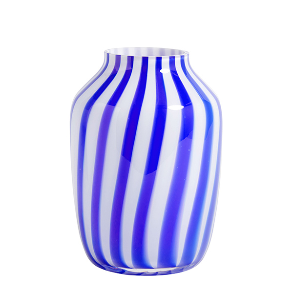 Vase en verre soufflé bleu et blanc - Hay