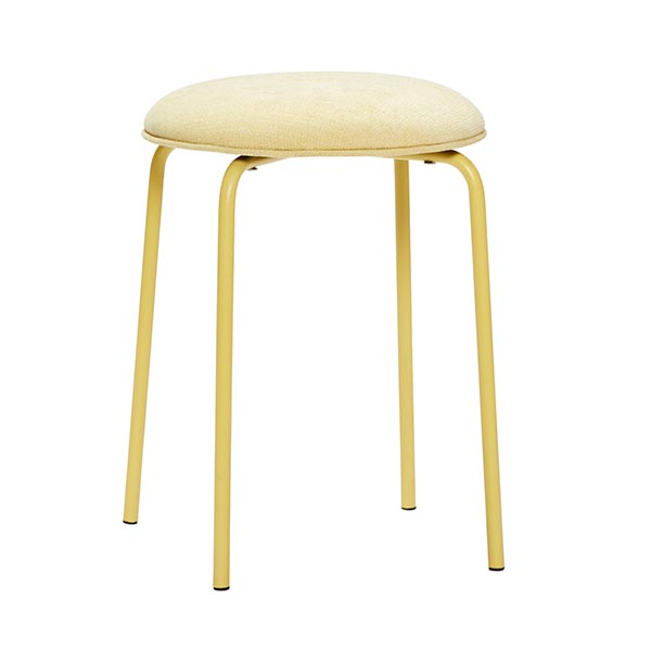 Hübsch - Tabouret en métal jaune rembourré