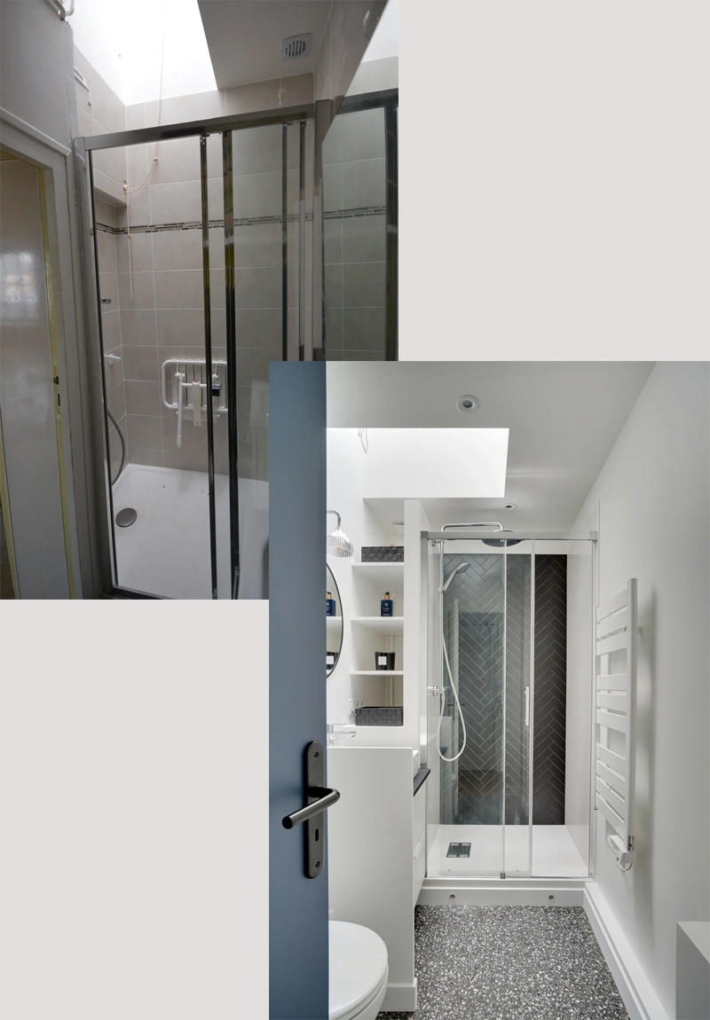 Rénovation d'une salle de bains Avant/Après par l'agence Paris d'intérieur