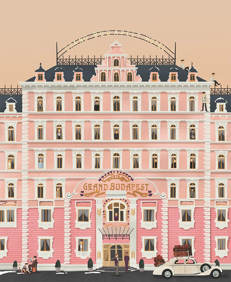 Imagerie d'après le film The Grand Budapest Hotel de Wes Anderson