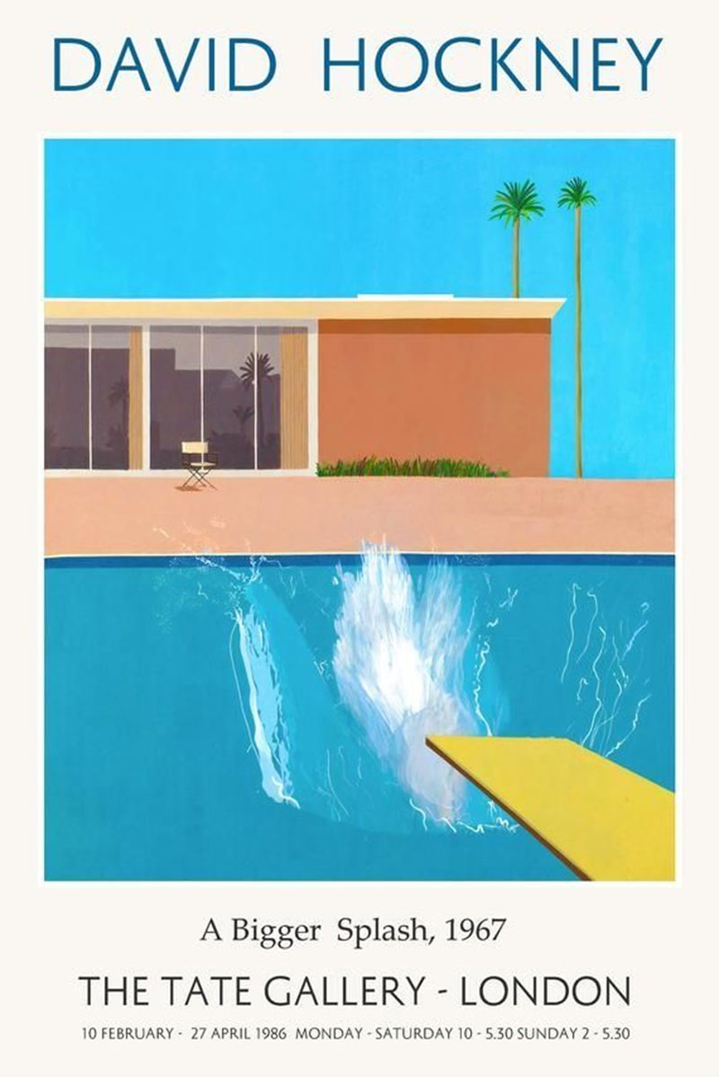 Affiche pour l'exposition A Bigger Splash, 1967 à la Tate Gallery, Londres