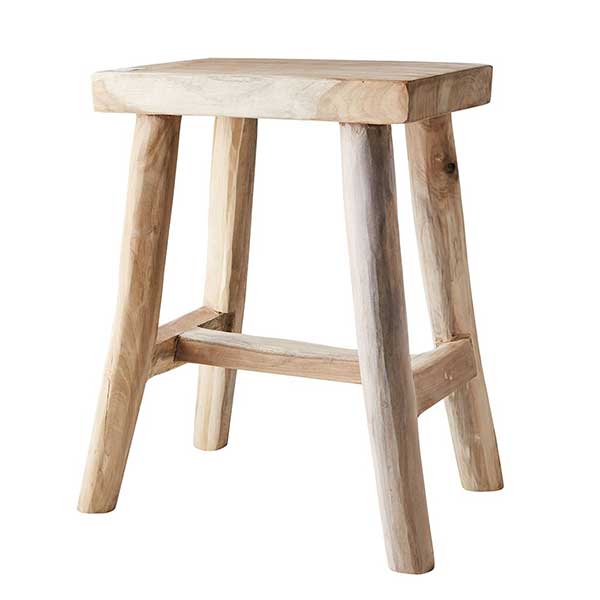 Tabouret rectangulaire en teck naturel, sur mybohem.fr