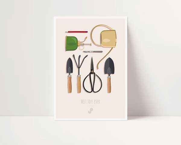 Affiche "Outils de jardinage" - Boutique Etsy Jungle Paper