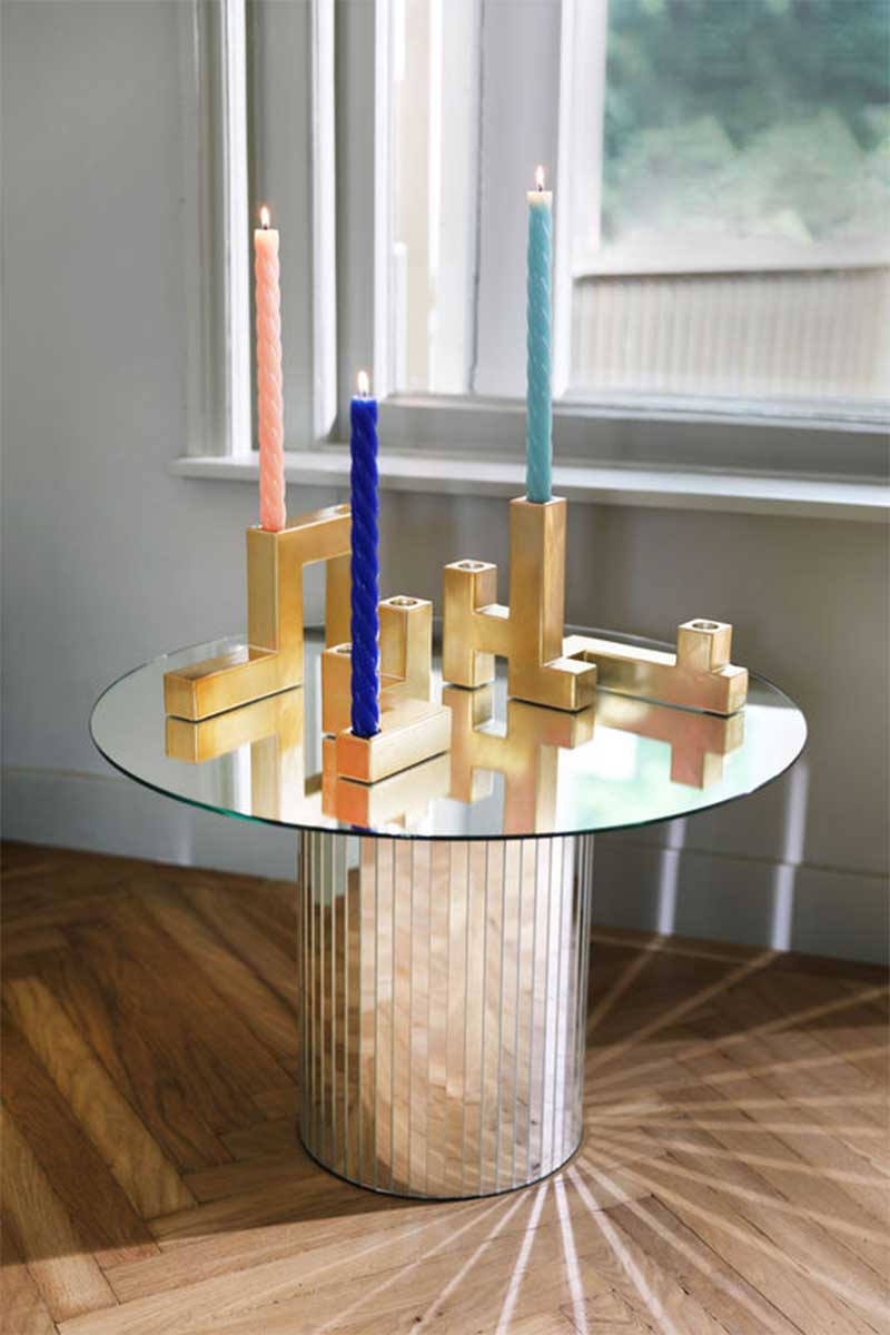 Chandelier or et céramique, Tube - & KLEVERING