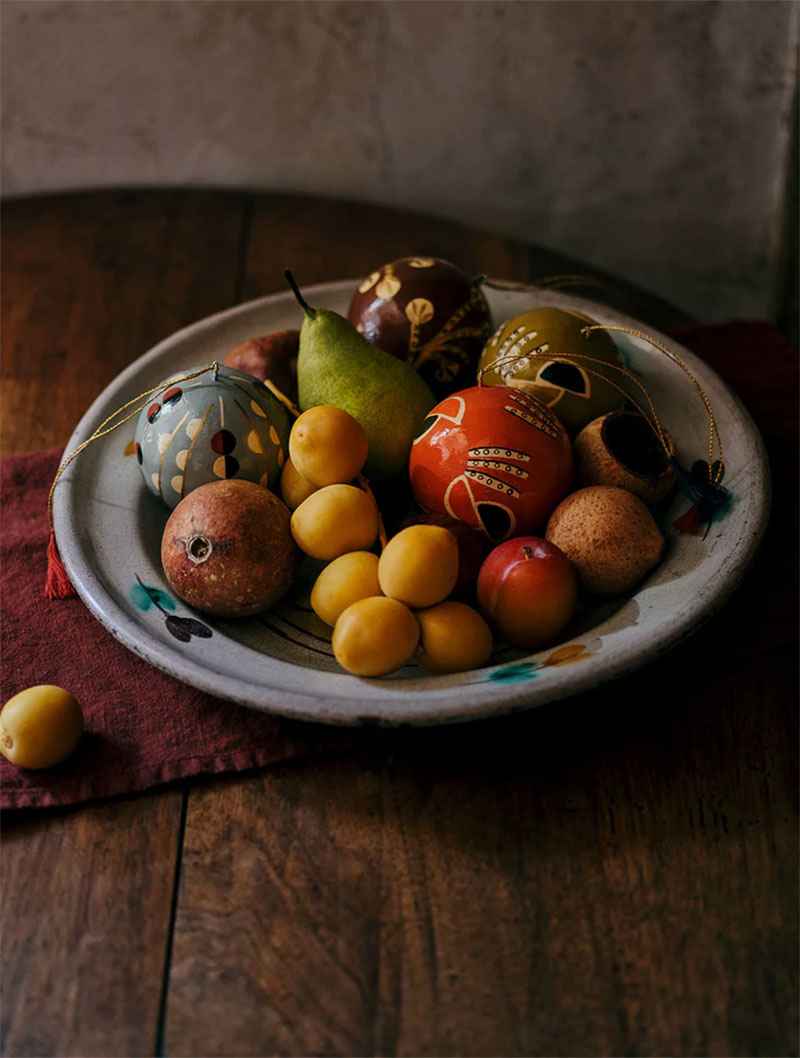 Boules de Noël bohèmes peintes dans le nord de l'Inde