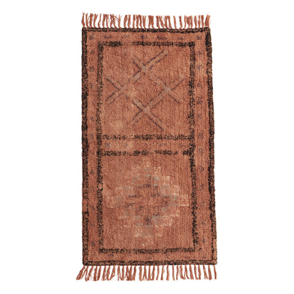 Madam Stoltz - Tapis en coton terracotta esprit berbère