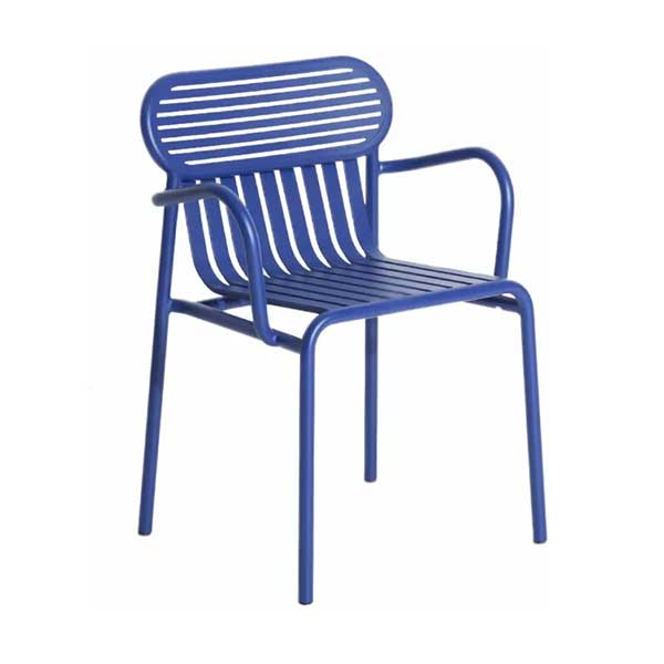 Petite Friture - Chaise de jardin avec accoudoirs bleue, Week end