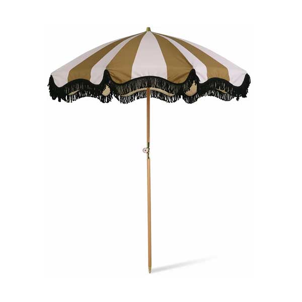 HK Living - Parasol de plage motif rayé moutarde, Classic