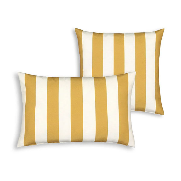 La Redoute Intérieurs - Coussin outdoor rayé blanc et jaune, Hendaye