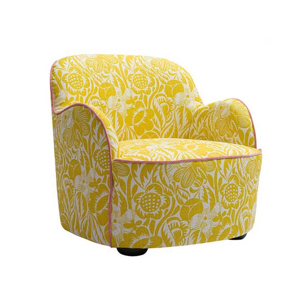 Fauteuil rembourré tissu jaune, Celeste - Design : Fanny Gicquel pour Popus éditions