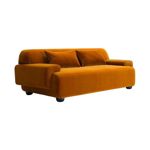 Canapé droit en tissu orange, Lena - Design : Fanny Gicquel pour Popus Editions