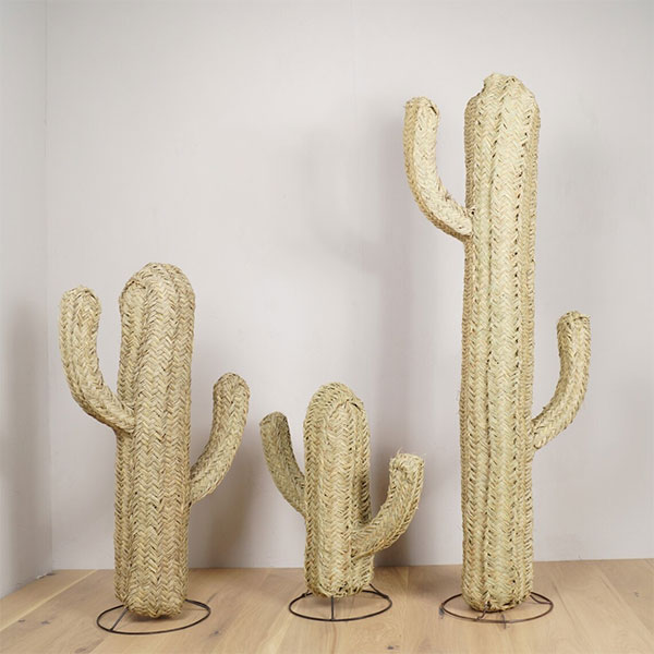 Bohème Living sur Etsy - Cactus en paille tressée sur pied doum