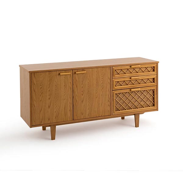 La Redoute Intérieurs - Buffet vintage plaqué chêne et rotin, Croisille