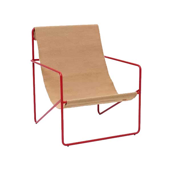 Ferm Living - Fauteuil beige en métal rouge, Desert