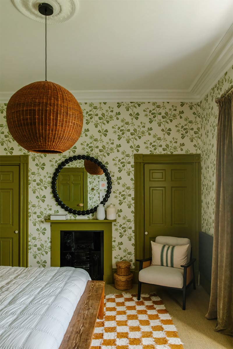 Une chambre de style grandma dans des tonalités de vert