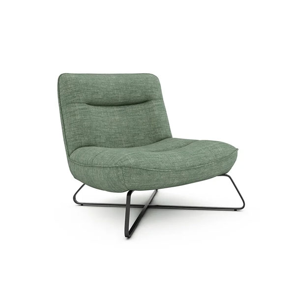 Ampm - Fauteuil en toile lin vert grisé, Helma