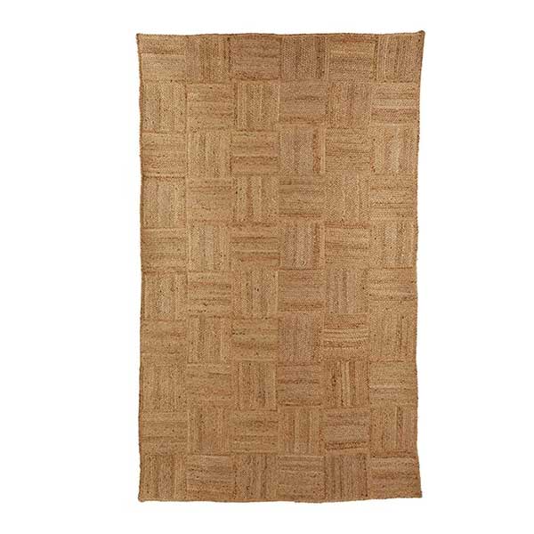 Blanc d'Ivoire - Tapis en jute, Damier