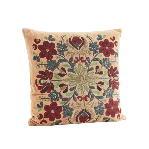 Madam Stoltz - Housse de coussin fleurs velours