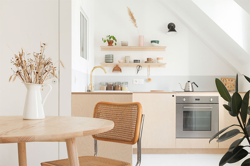 Heju studio - Projet de cuisine minimaliste dans un appartement parisien