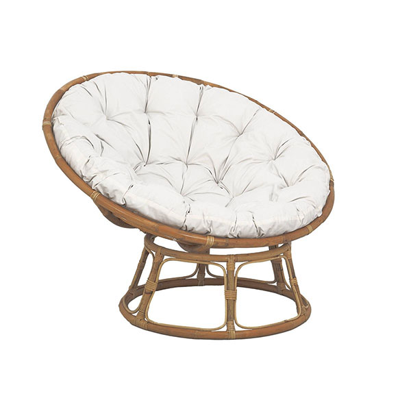 Sweek - Fauteuil papasan en rotin avec coussin, Palaos