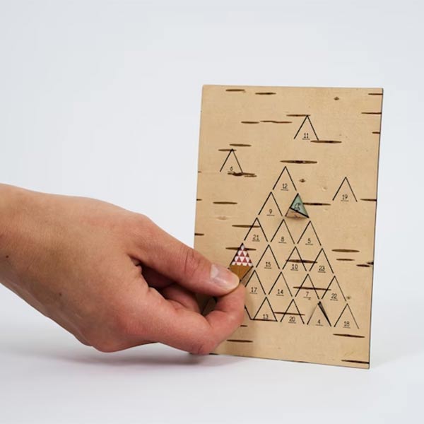 Etsy - MOYA Birch Bark - Carte postale calendrier de l'Avent en écorce de bouleau