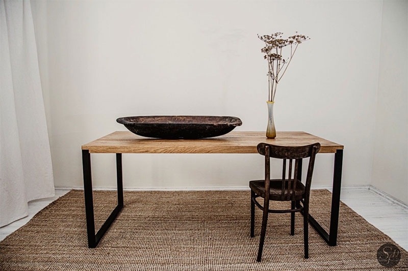 SFD Furniture Design - Table moderne en chêne, avec banc disponible, BLACK FOREST