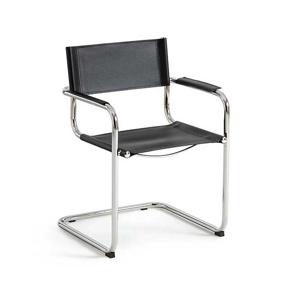 Ampm - Fauteuil de table croûte de cuir véritable, WInset