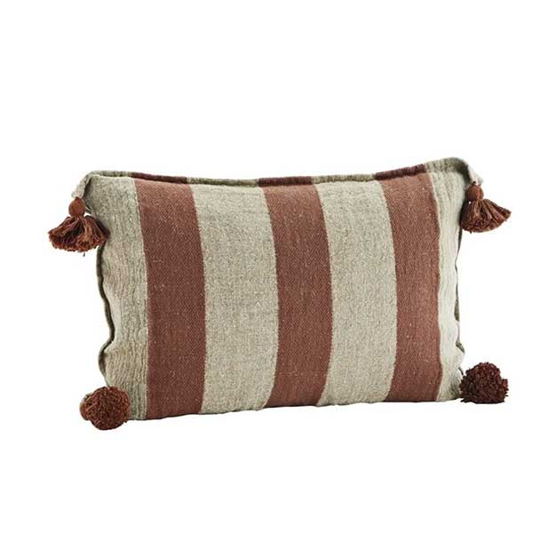 Madam Stoltz - Housse de coussin lin naturel rouille