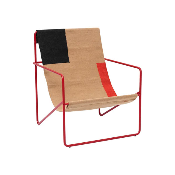 Ferm Living - Fauteuil en tissu recyclé et structure rouge, Desert