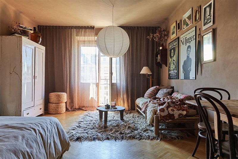 Un studio lagom avec une déco vintage actuelle