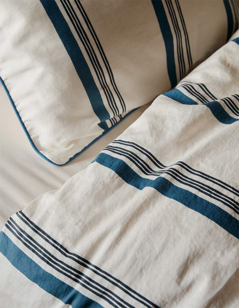 Bonsoirs - Parure de lit en satin lavé, motif Rayure Berbère