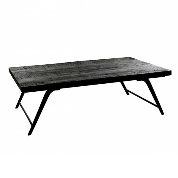 Pomax - Table basse en bois noir et métal, Ohio